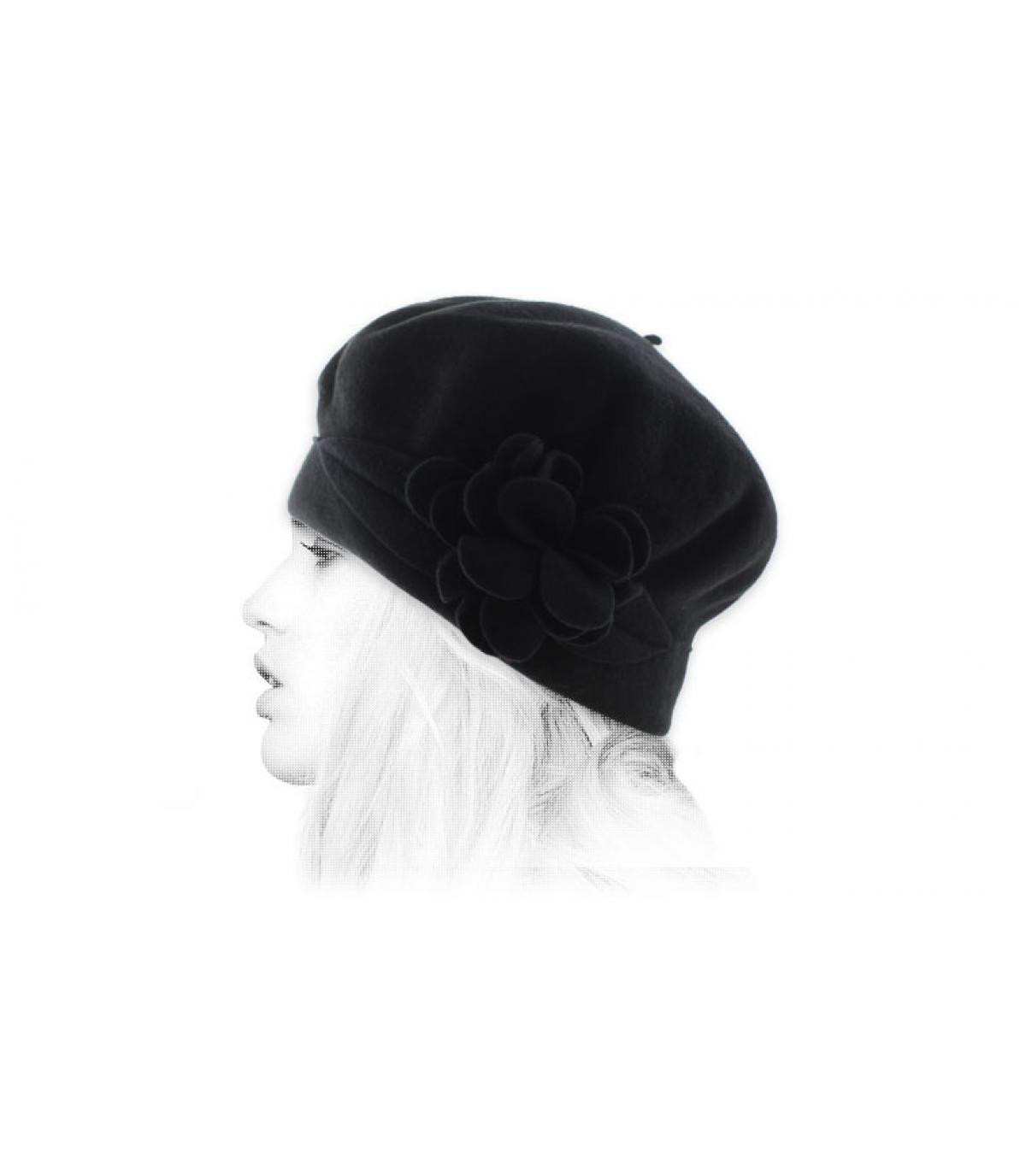 flor gorro de lana negro Capucine black